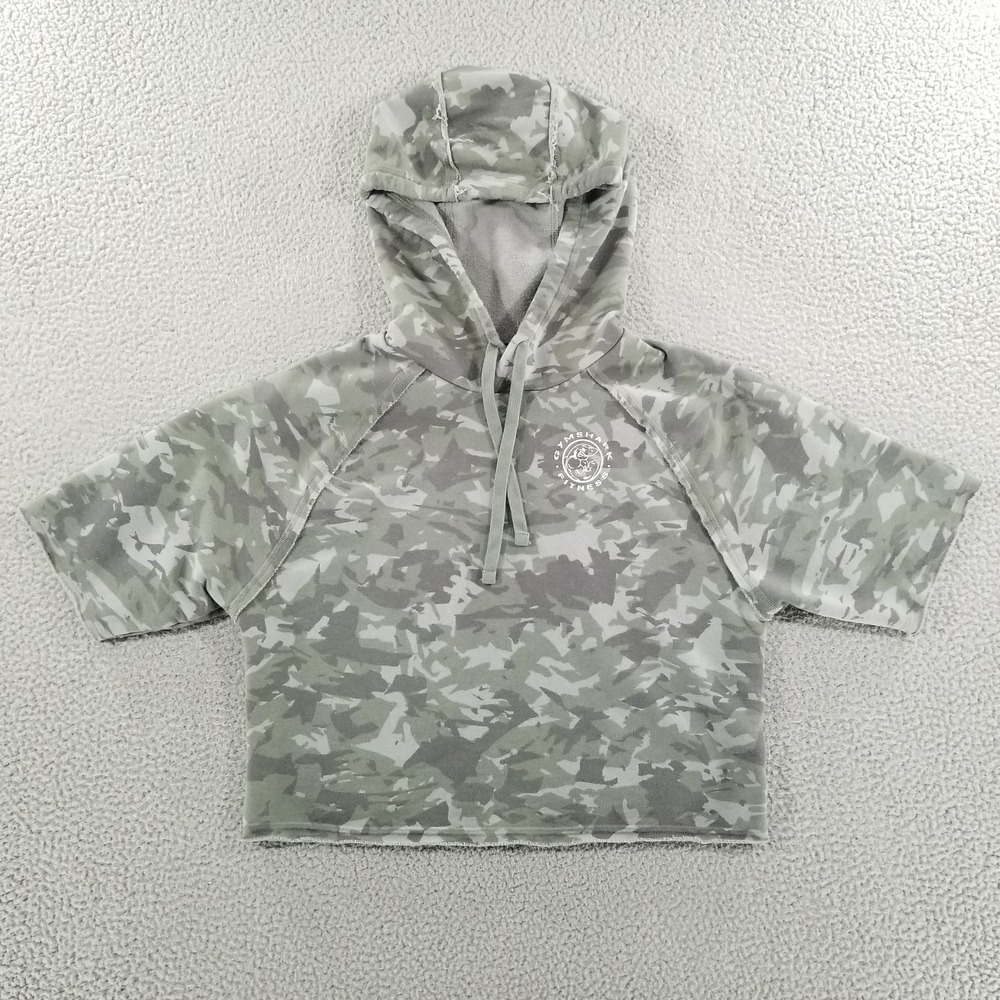Gymshark Legacy Crop Hoodie Men Small Camo Short Sleeve Weightlifting Training